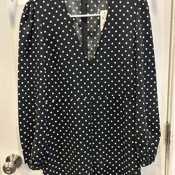 Zara Black and White Polka Dot Long Sleeve Dress S NWT 🖤 - Picture 2 of 8